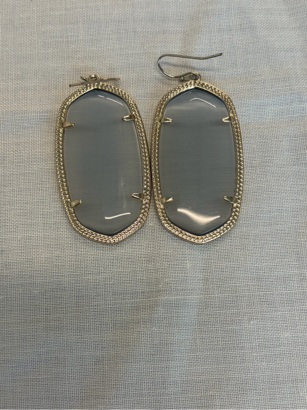 Kendra Scott Gold Frame Danielle Grey Stone Drop Earrings